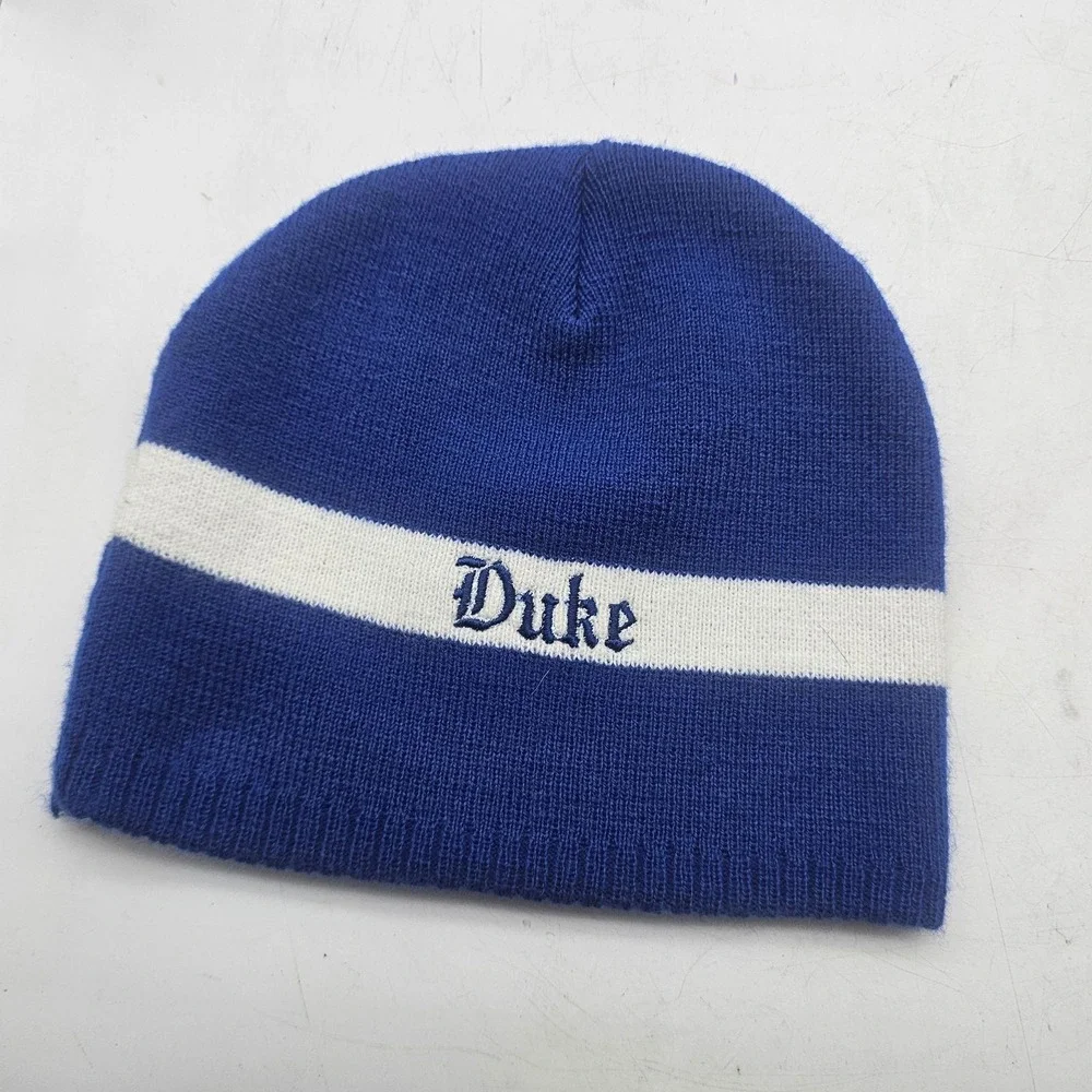 Duke Blue Devils Hat Beanie Mens One Size Blue White Knit NCAA Basketball Twins